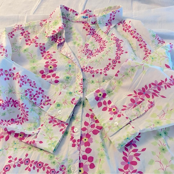 NWOT Izod blouse pastel floral Bright pink & green SZ 1X - Picture 7 of 15